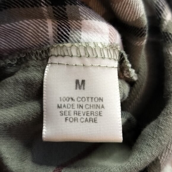 WET SEAL FLANNEL SHIRT Size Med  Green Button Down Twilight Gorpcore Western - Picture 4 of 9